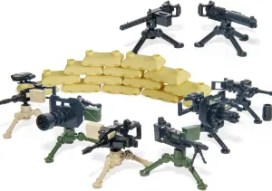 Trendyz Ultimate Heavy Artillery Big Guns Pack with Sandbags - Military Army Weapons and Accessories Mortar Building Block Toy for Custom Bricks Minifigures (Complete Set)