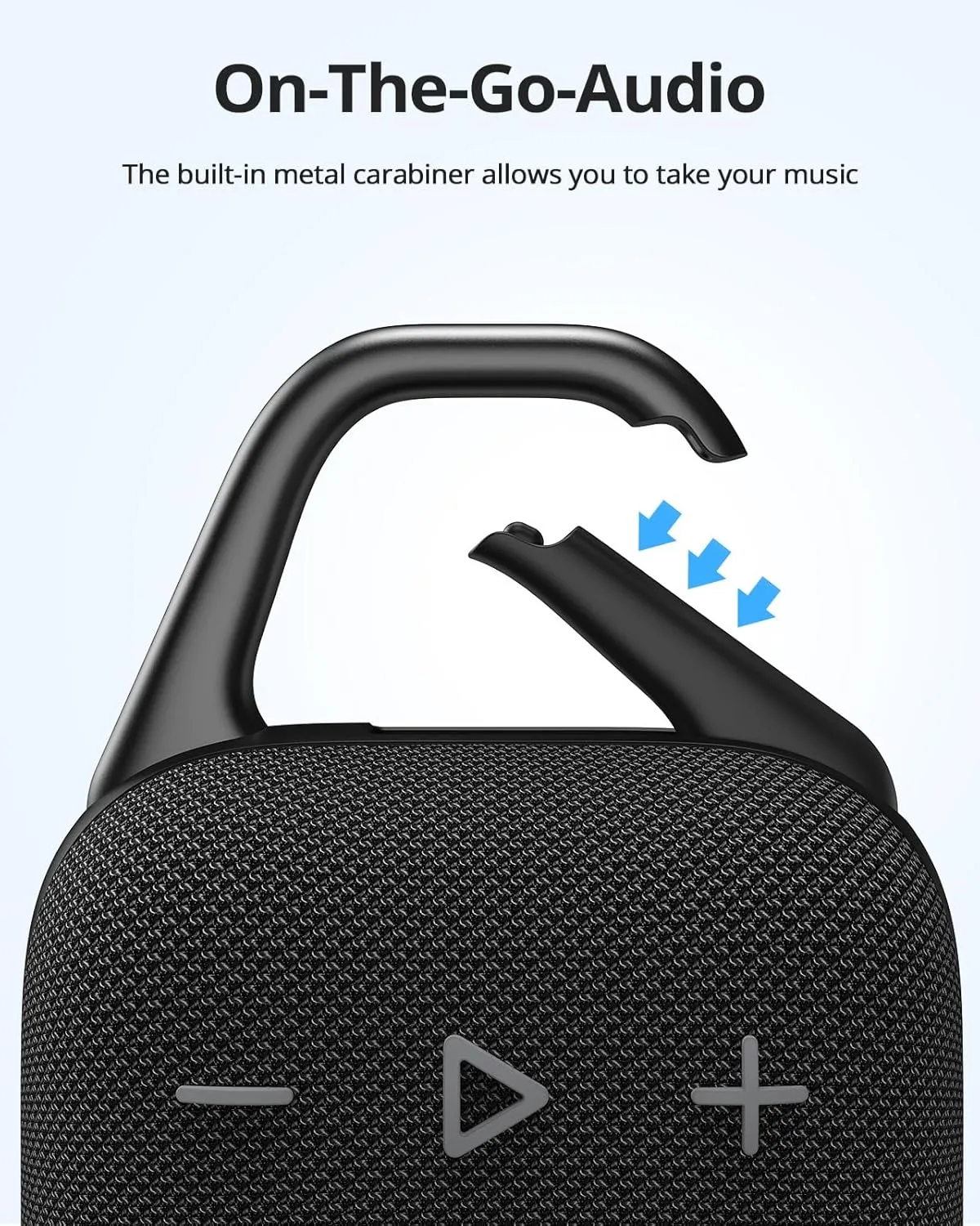 Tronsmart Mirtune H1 Outdoor Bluetooth Speaker, Portable Speaker, 20H Playtime, Loud Sound and Punchy Bass, Integrated Carabiner, IPX7 Waterproof, Customize EQ, BT 5.3 for Cycling, Hiking(Black)