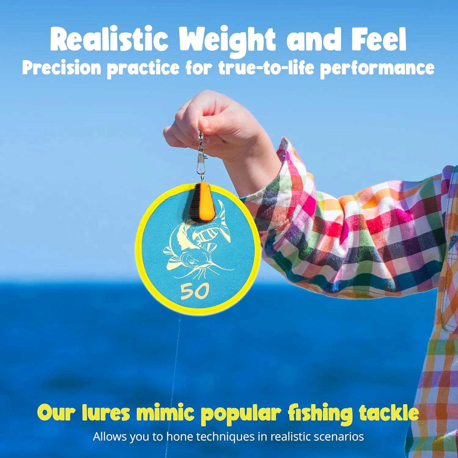 TruCast Fishing Game, Lightweight and Portable Kids Fishing Game with 4 Foldable Fish Targets, Kids Fishing Rod, Easy to Set Up, Perfect for Backyard Parties, Camping Trips, Beach Vacations