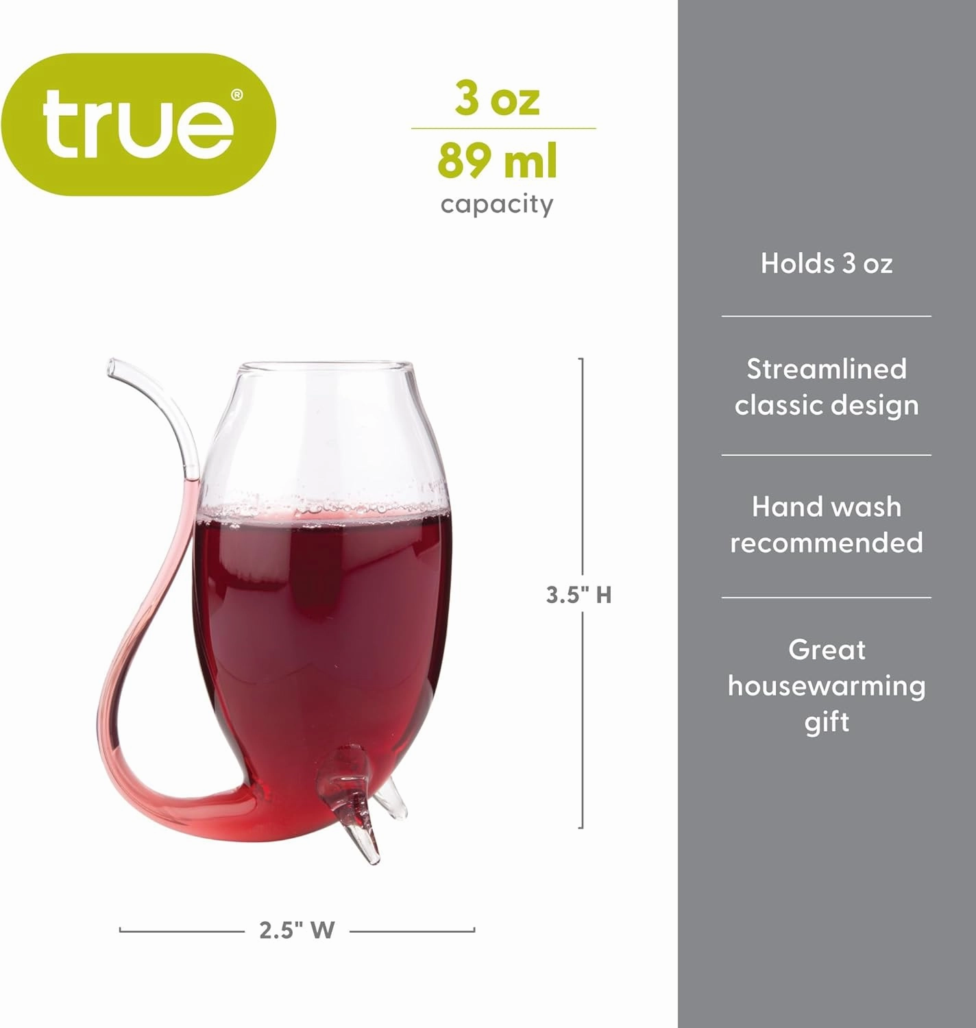 True Douro Port Sippers, Port Wine Glasses Drinking Set, Wine Glass with Straw Built in, Clear Cup, Set of 4, 3 oz Capacity
