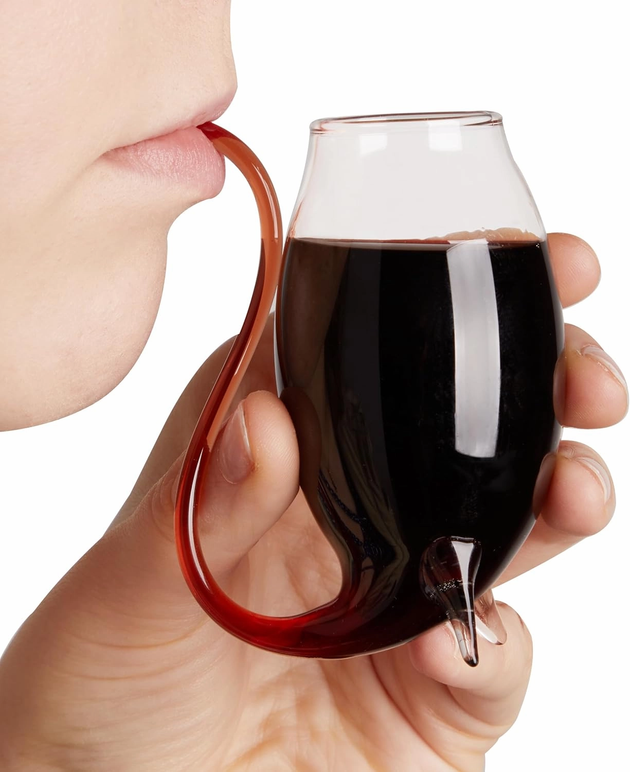 True Douro Port Sippers, Port Wine Glasses Drinking Set, Wine Glass with Straw Built in, Clear Cup, Set of 4, 3 oz Capacity