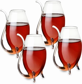 True Douro Port Sippers, Port Wine Glasses Drinking Set, Wine Glass with Straw Built in, Clear Cup, Set of 4, 3 oz Capacity