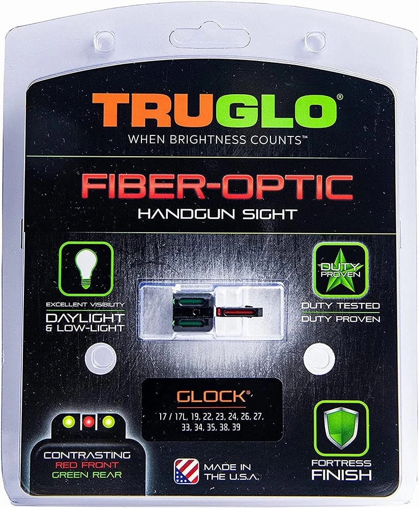TRUGLO Fiber-Optic Handgun Night Sight | Compact Durable Snag-Resistant High-Visibility Red Front & Green Rear Sight for Handguns