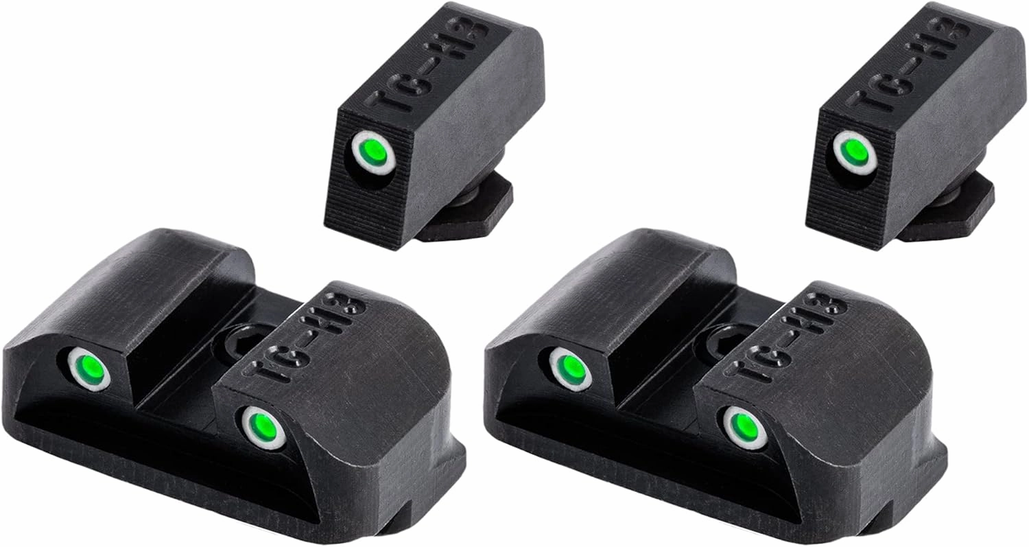 TruGlo Tritium Pro Glow in The Dark Compact Gun Hunting Glock Pistol Sight with Maximum Bright Sights for Glock Sidearm 17, 24, 26, and 27 (2 Pack)