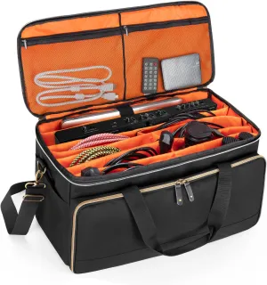Trunab Large Travel DJ Cable File Bag with Inner Detachable Divider and Padded Compartment for 15.6” Laptop, Cable Organizer Bag for Cords, Sound Equipment, DJ Gear, Musician Accessories