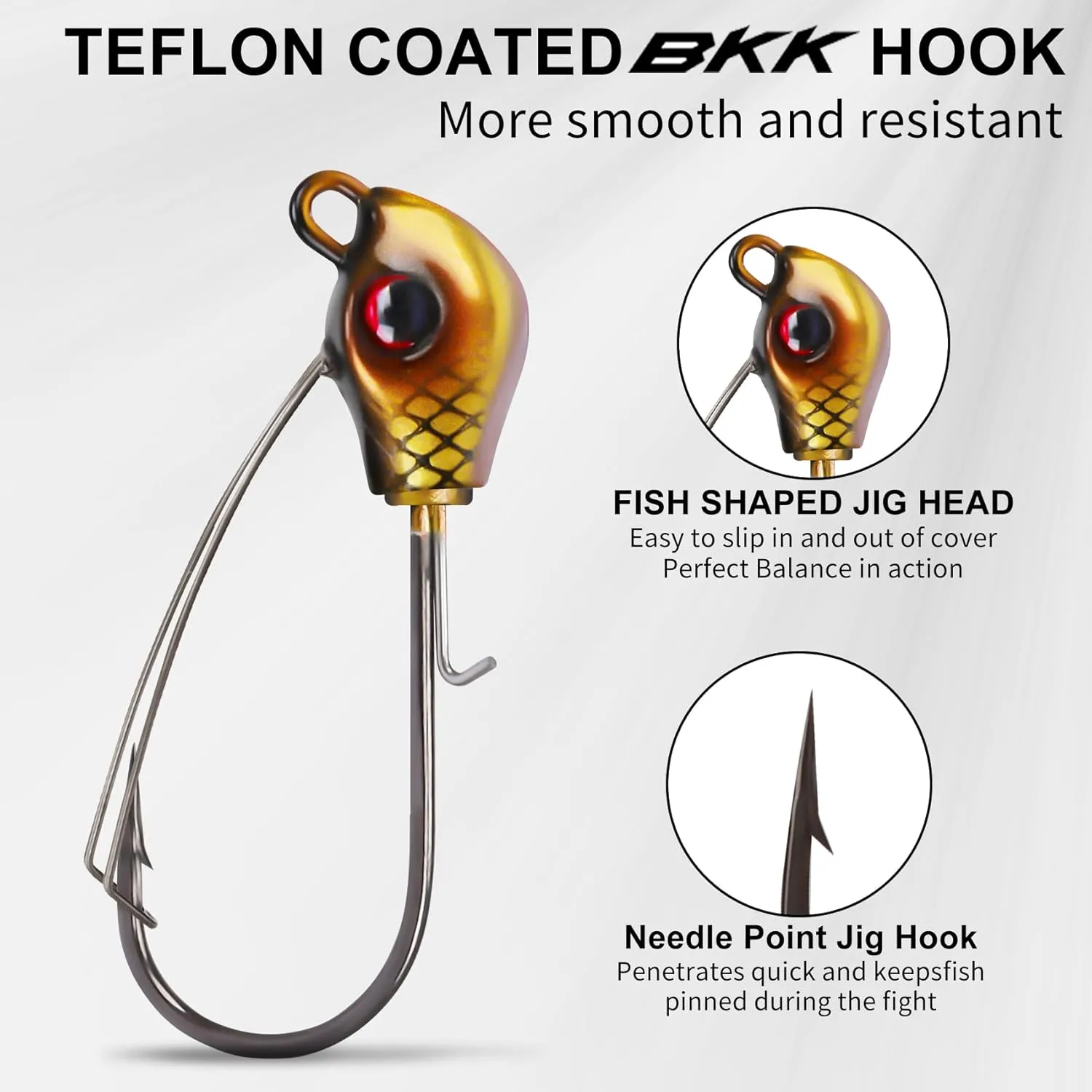 TRUSCEND Fishing Jigs with Ultra Smooth Teflon Hook, Tour Grade Titanium Weed Guard Swim Jigs, Valuable Weedless Skirted Jig, Well-Made Fishing Lures for Crappie Bass Trout, Freshwater Fishing Gear