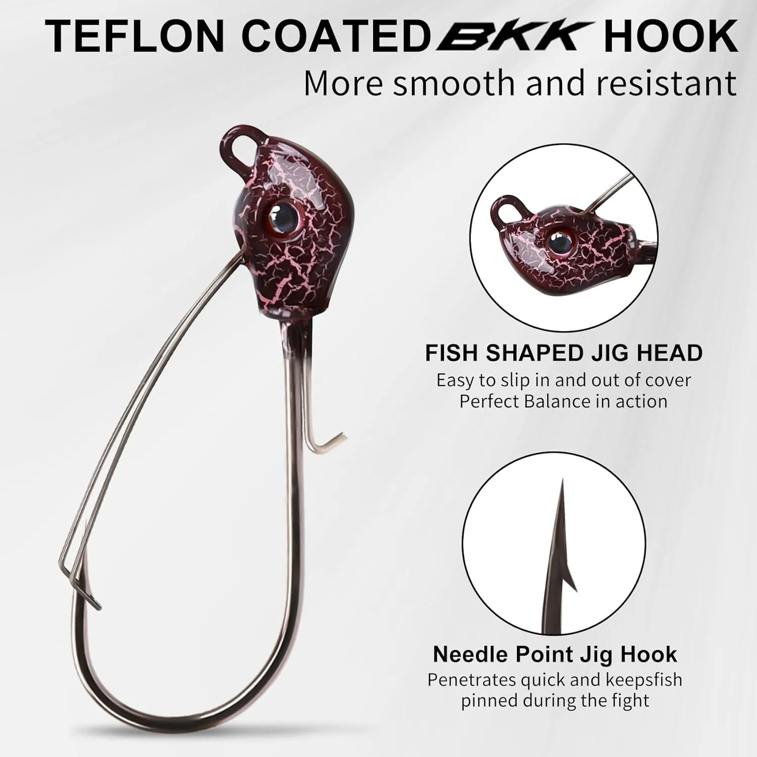 TRUSCEND Fishing Jigs with Ultra Smooth Teflon Hook, Tour Grade Titanium Weed Guard Swim Jigs, Valuable Weedless Skirted Jig, Well-Made Fishing Lures for Crappie Bass Trout, Freshwater Fishing Gear