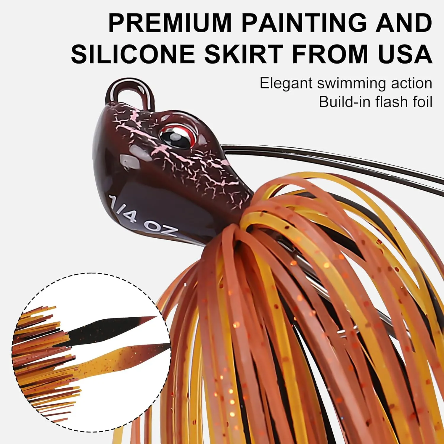 TRUSCEND Fishing Jigs with Ultra Smooth Teflon Hook, Tour Grade Titanium Weed Guard Swim Jigs, Valuable Weedless Skirted Jig, Well-Made Fishing Lures for Crappie Bass Trout, Freshwater Fishing Gear