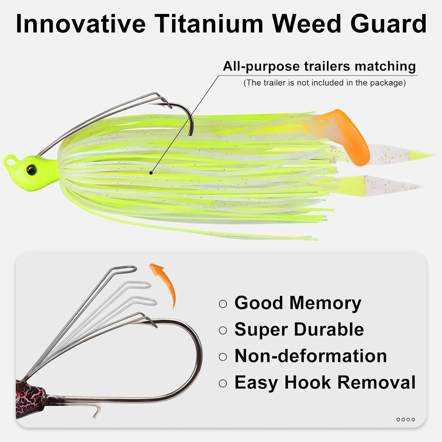 TRUSCEND Fishing Jigs with Ultra Smooth Teflon Hook, Tour Grade Titanium Weed Guard Swim Jigs, Valuable Weedless Skirted Jig, Well-Made Fishing Lures for Crappie Bass Trout, Freshwater Fishing Gear