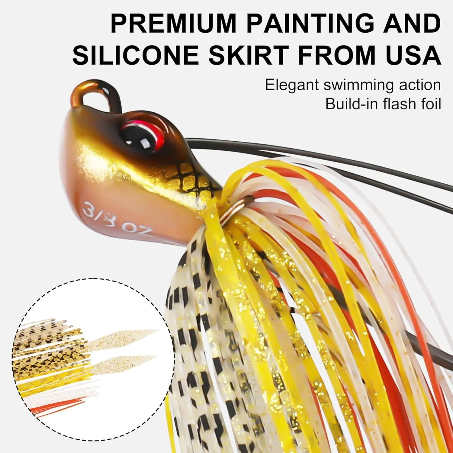 TRUSCEND Fishing Jigs with Ultra Smooth Teflon Hook, Tour Grade Titanium Weed Guard Swim Jigs, Valuable Weedless Skirted Jig, Well-Made Fishing Lures for Crappie Bass Trout, Freshwater Fishing Gear