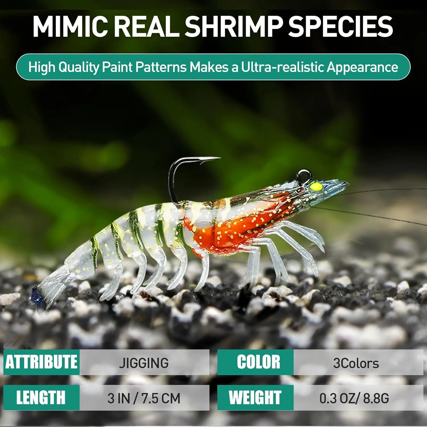 TRUSCEND Pre-rigged Fishing Jig Lures for Freshwater and Saltwater, Innovative Super Durable TPE Bass Lures, Lifelike Shrimp Crayfish Swimbait, Weedless Lure for Crappie Trout Walleye, Keep Separately