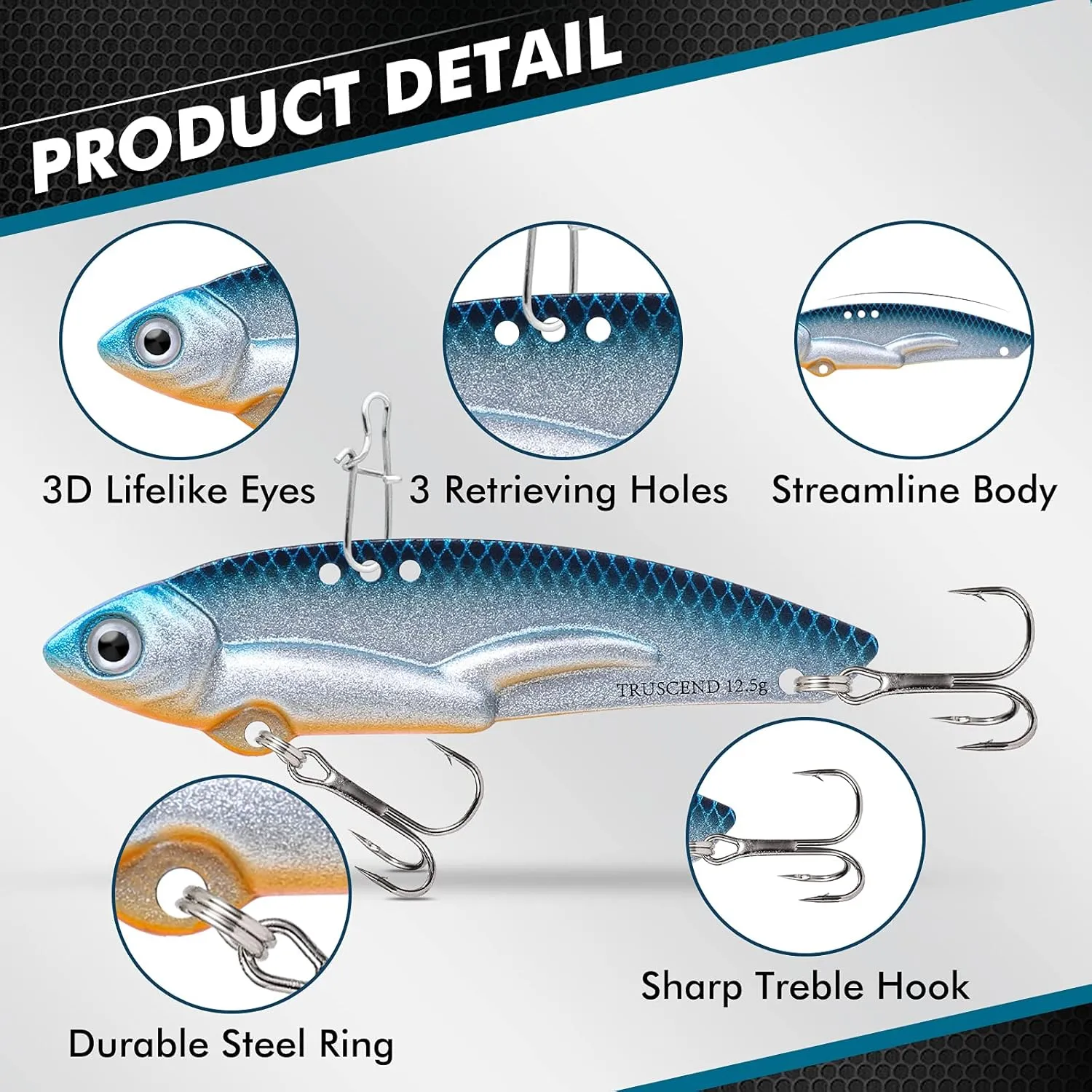 TRUSCEND Valuable Fishing Jigs of Captain's Favorite, Shiny Saltwater Spoons Perfect for Jigging, Slow Pitch Jig Catch More Fish, Durable and Well-Made Bass Salmon Tuna Fishing Lures with Sharp Hook