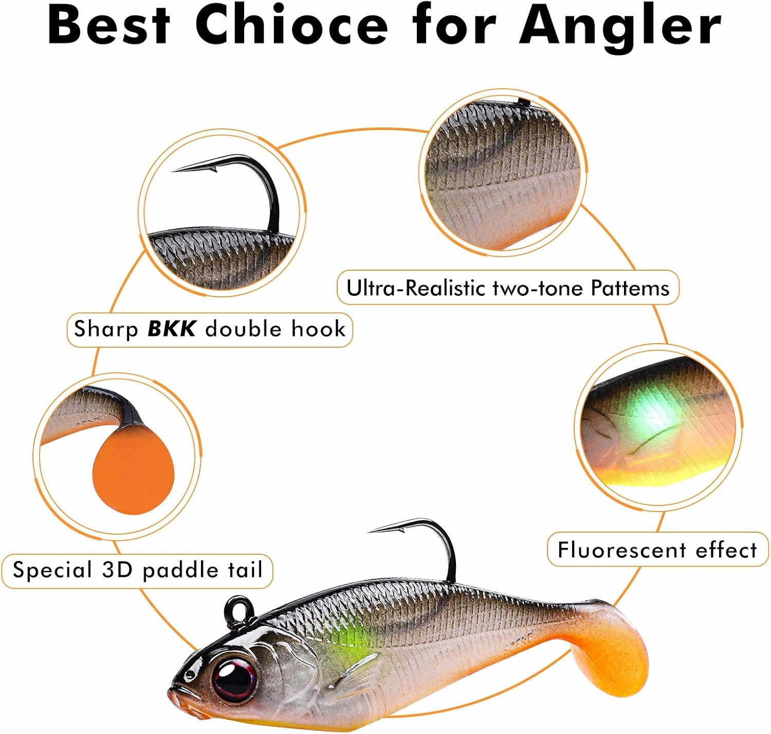 TRUSCEND Pre-rigged Fishing Jig Lures for Freshwater and Saltwater, Innovative Super Durable TPE Bass Lures, Lifelike Shrimp Crayfish Swimbait, Weedless Lure for Crappie Trout Walleye, Keep Separately