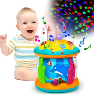 Tsomtto Baby Toys 6 to 12 Months Musical Light Up Tummy Time Toy Ocean Rotating Projector for Infant 3-6 7 8 9 12-18 Month Baby Learning Crawling Birthday Gifts for 1 2 3 Year Old Boys Girls