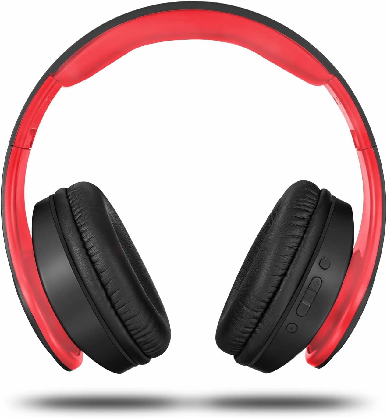 TUINYO Bluetooth Headphones, Over Ear Stereo Wireless Headset 40H Playtime with Deep Bass,Soft Memory-Protein Earmuffs,Built-in Mic Wired Mode PC/Cell Phones-Black red