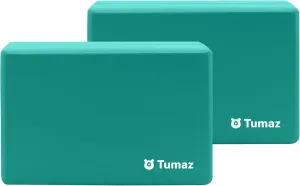 Tumaz Yoga Blocks 2 Pack with Strap Set, High Density/Lightweight EVA Foam and Non-Slip Natural Cork Blocks & Premium 8F Yoga Strap Set - E-Book Included