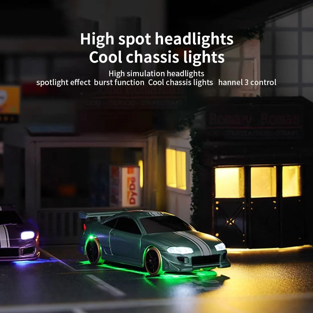 Turbo Racing 1/76 Scale Racing Mini RC Drift Car, 2.4G RC 3CH Electric RWD Drift Racing Car Model, Birthday Xmas Gift for Adults（Purple）