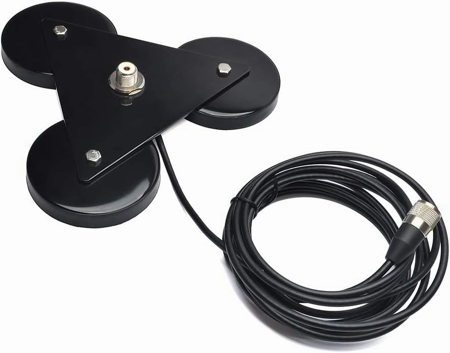 TWAYRDIO Triple Magnet Magnetic Mount SO239 Connector W/16.4ft Low Loss RG58 Coaxial Cable PL259 Connector for HF VHF UHF CB Radio Antenna Mobile Use