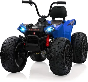 Two Seater 24V Kids ATV, 4x4 Kids Electric 4 Wheeler Quad Ride on Car Toy with 4x200W Motor, 5mph Max Speed, w/LED Lights, EVA Tires, Music, Horn, Battery Powered Electric Vehicle, Blue