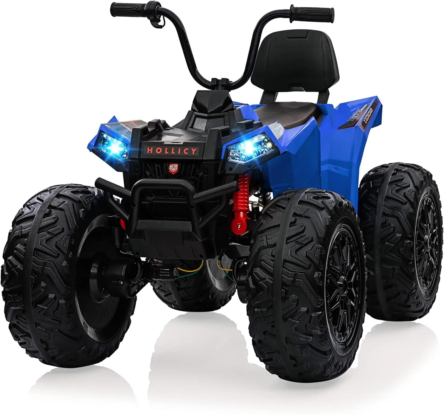 Two Seater 24V Kids ATV, 4x4 Kids Electric 4 Wheeler Quad Ride on Car Toy with 4x200W Motor, 5mph Max Speed, w/LED Lights, EVA Tires, Music, Horn, Battery Powered Electric Vehicle, Blue