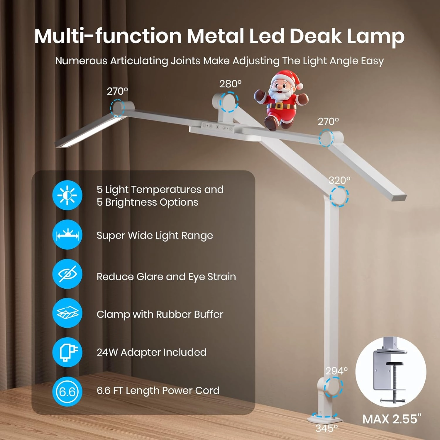 Ultra Bright Architect Desk Lamp with Clamp,Transformable LED Desk Lamp for Home Office,Tall Overhead Led Desk Light[41" Long Dimmable Light Bar],Auto Dimmable Desktop Table Lamp for Drawing Artist