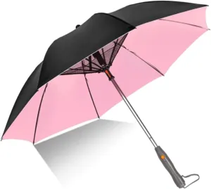 Umbrella with Fan and Mist Spray, USB Rechargeable, UPF 50  Sun and Rain, Portable Umbrella & Cooling Fan for Beach, Travel and Festivals (with a plastic bottle)
