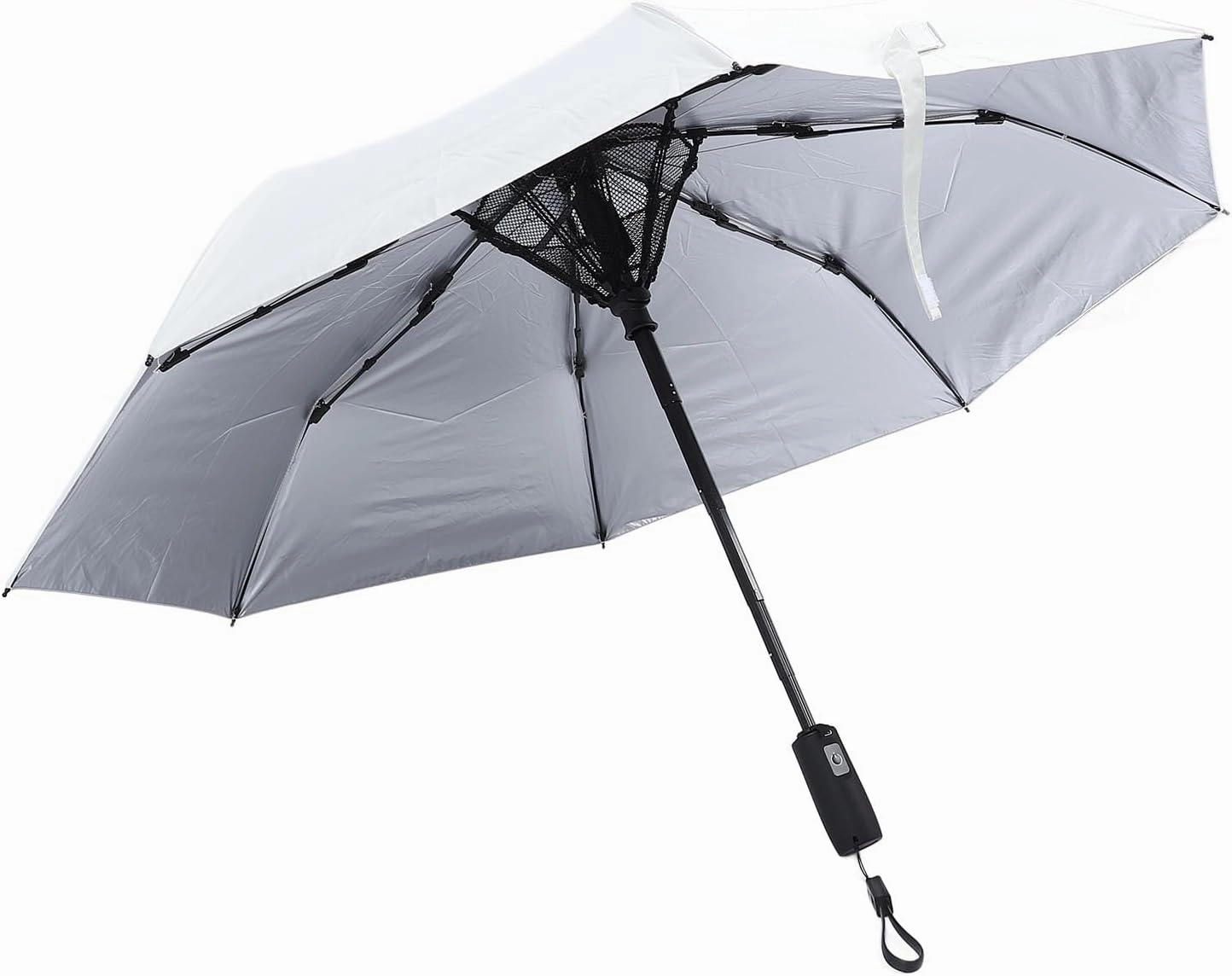 Umbrella With Fan, Sun Umbrella For Chair Small Personal Fan USB Rechargeable Sun Cooling Umbrella With Built In Fan UPF 50 Rain Umbrella Folding Compact Umbrella For Hot Day