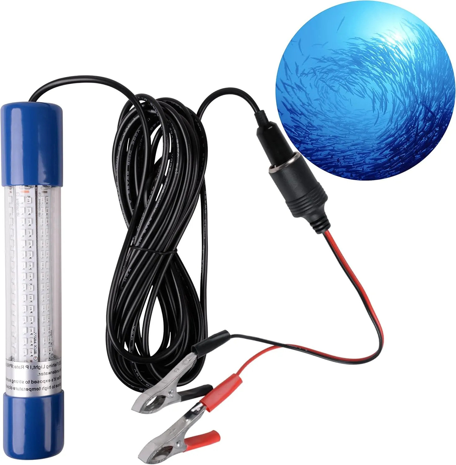 Underwater Fishing Light 1600 Lumens 10.8W 12V 24V Submersible Fish Bait Finder 180 LED Waterproof IP68 Deep Drop Night Fishing Light with 20 FT Cord for Shrimp Squid Fish Crowds