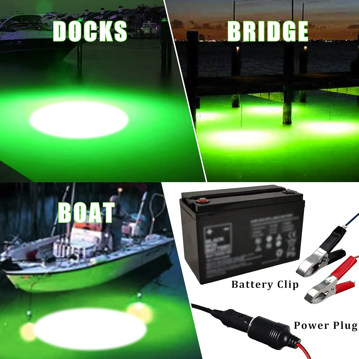 Underwater Fishing Light 1600 Lumens 10.8W 12V 24V Submersible Fish Bait Finder 180 LED Waterproof IP68 Deep Drop Night Fishing Light with 20 FT Cord for Shrimp Squid Fish Crowds