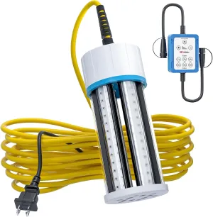 Underwater Fishing Light with Controller (Dimmer & Timer), 110V & 12V Super Bright Green LED Submersible Light Attractants for Docks, Boats or Kayaks, IP68 Rated for Fresh & Salt Water