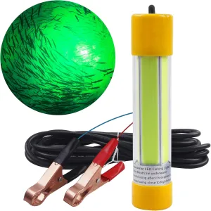 Underwater Fishing Light,Super Bright 16000 Lumens 21.5W 12V-24V Fishing Finder Night Light IP68 Waterproof Super Bright LED Submersible Night Fishing Light with Battery Clamp (Green)