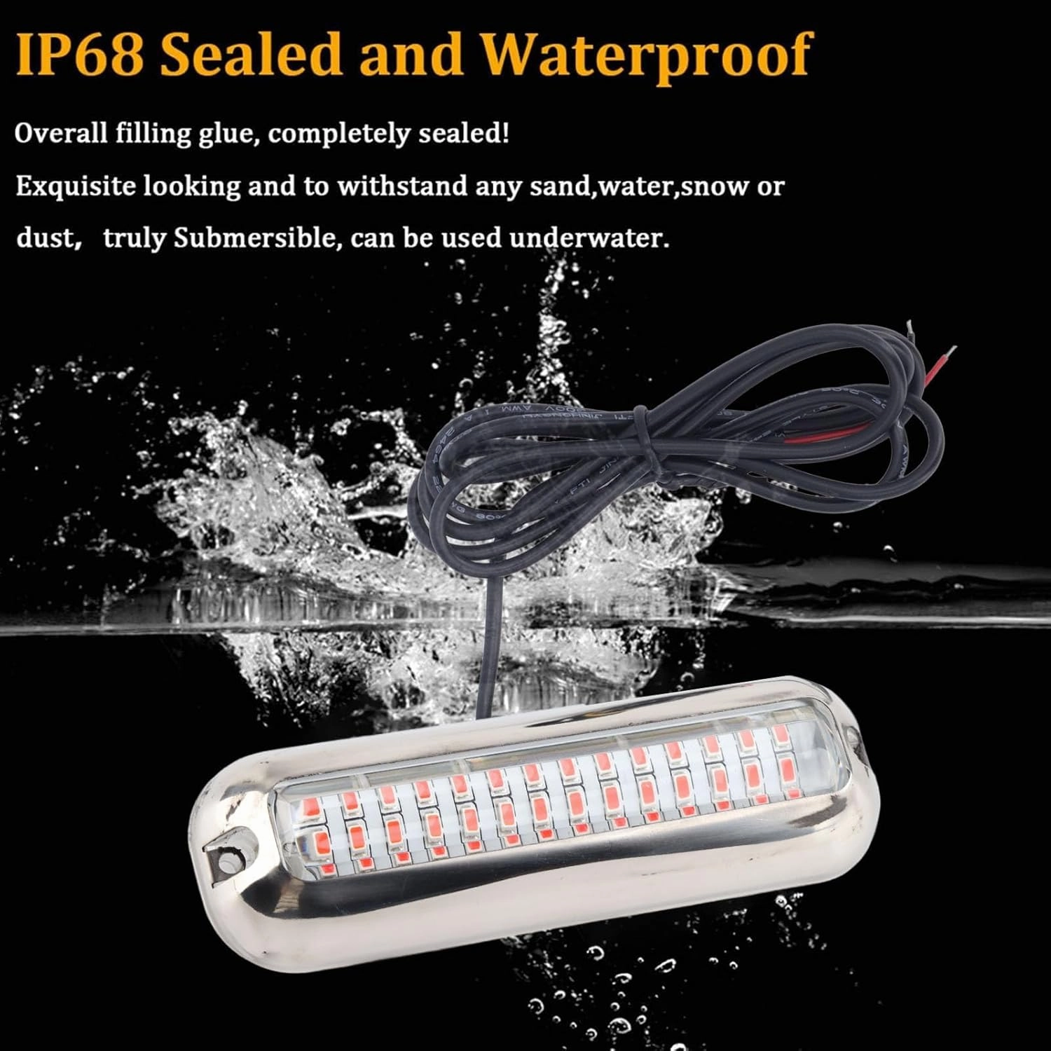 Underwater Boat Lights IP68 Waterproof 42 LED Marine Light Lamp DC10-30V Wide Angle Highlight for Yacht