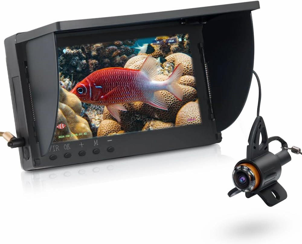 Underwater Fishing Camera: 6'' HD 1080P Ice Fishing Camera with OLED Display, 220° Wide-Angle Lens, 8 IR Lights, 25m/82ft Cable-DVR Portable Fish Finder for Sea, Lake, Boat, and Kayak Fishing