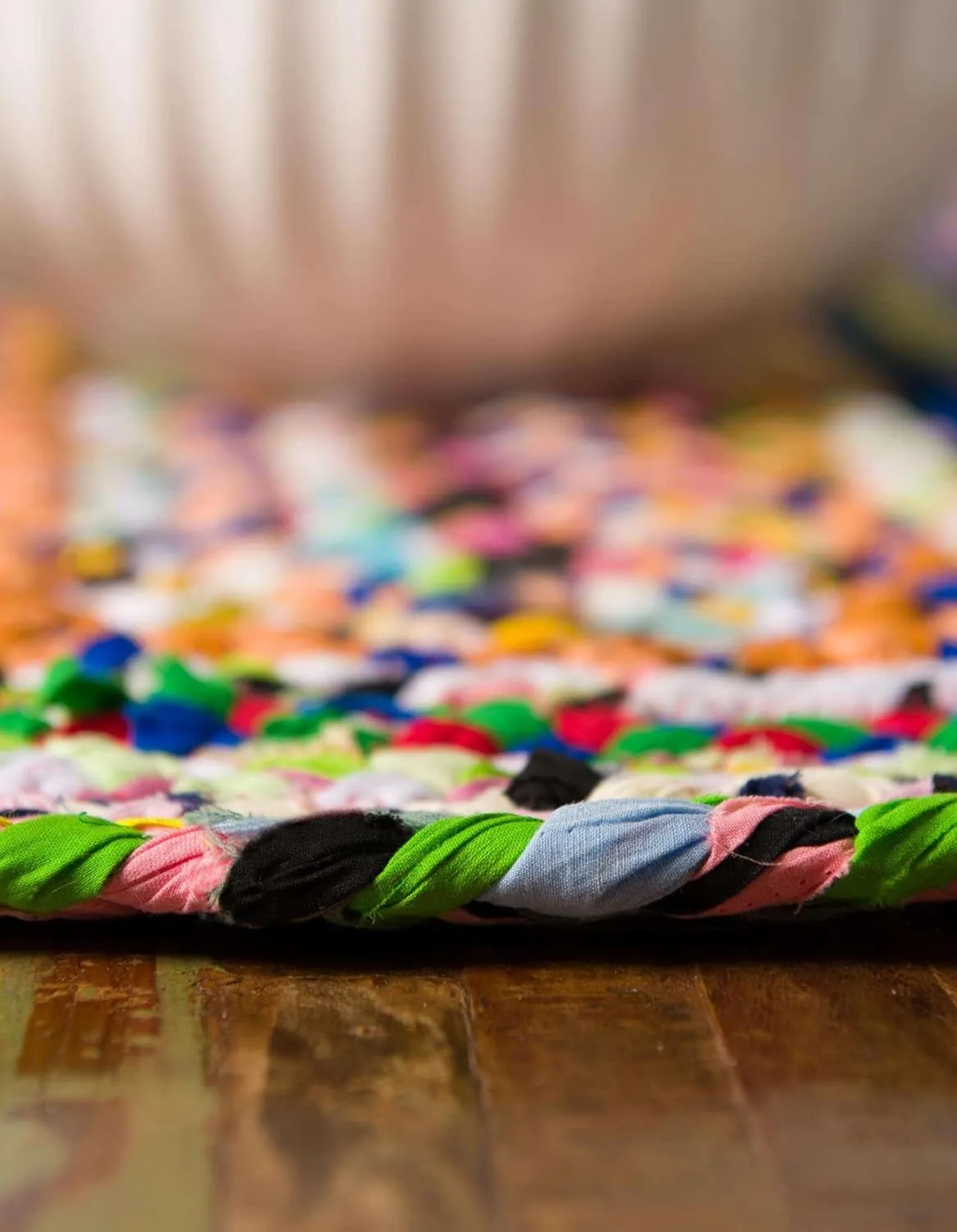Unique Loom Braided Chindi Collection Area Rug - Layer (1' 2" x 6' 1" Table Runner, Multi/ Blue)