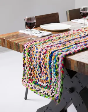Unique Loom Braided Chindi Collection Area Rug - Layer (1' 2" x 6' 1" Table Runner, Multi/ Blue)