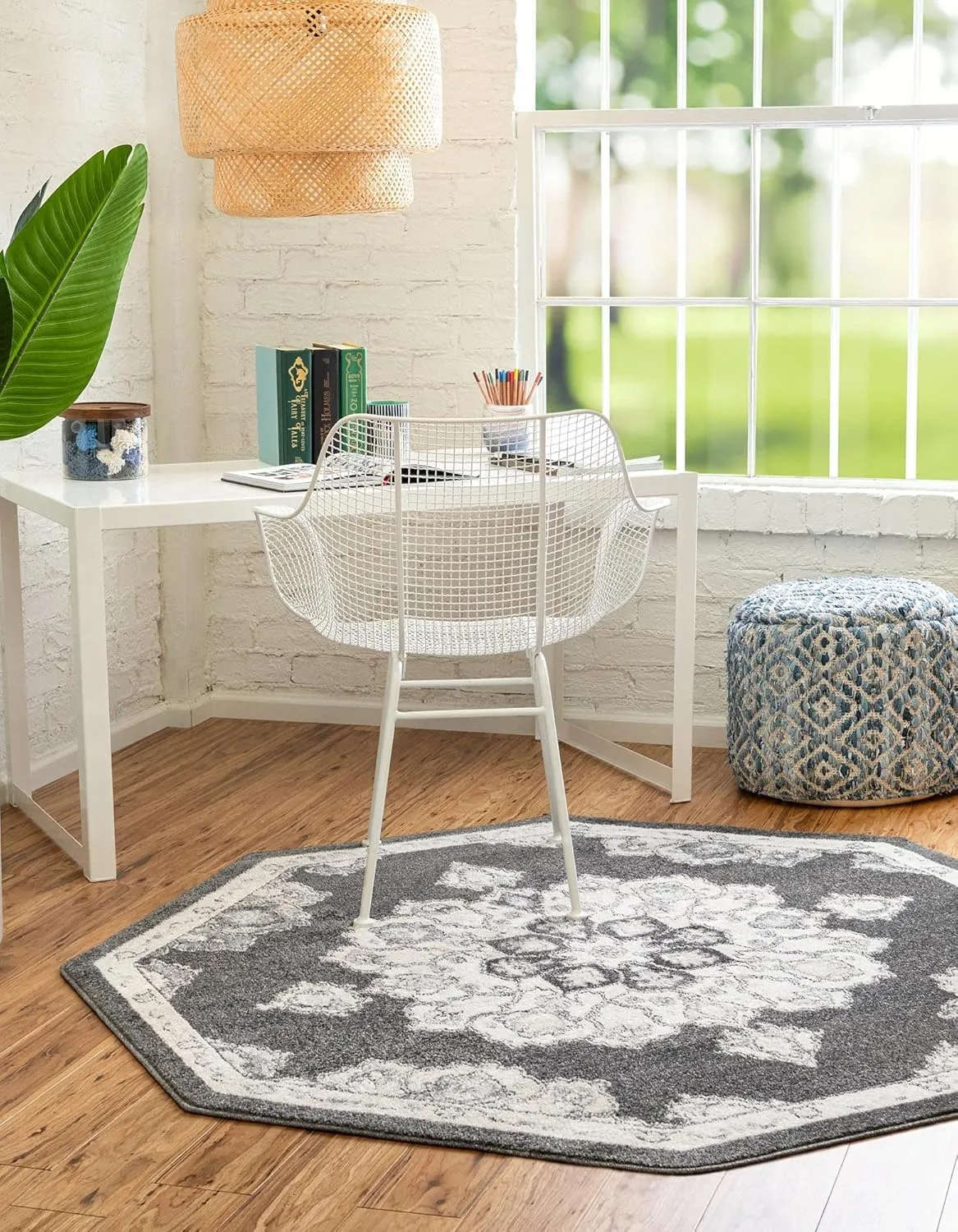 Unique Loom Parker Collection Area Rug - Kokulu (5' Octagon, Charcoal/ Gray)