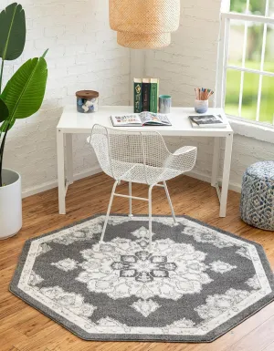 Unique Loom Parker Collection Area Rug - Kokulu (5' Octagon, Charcoal/ Gray)