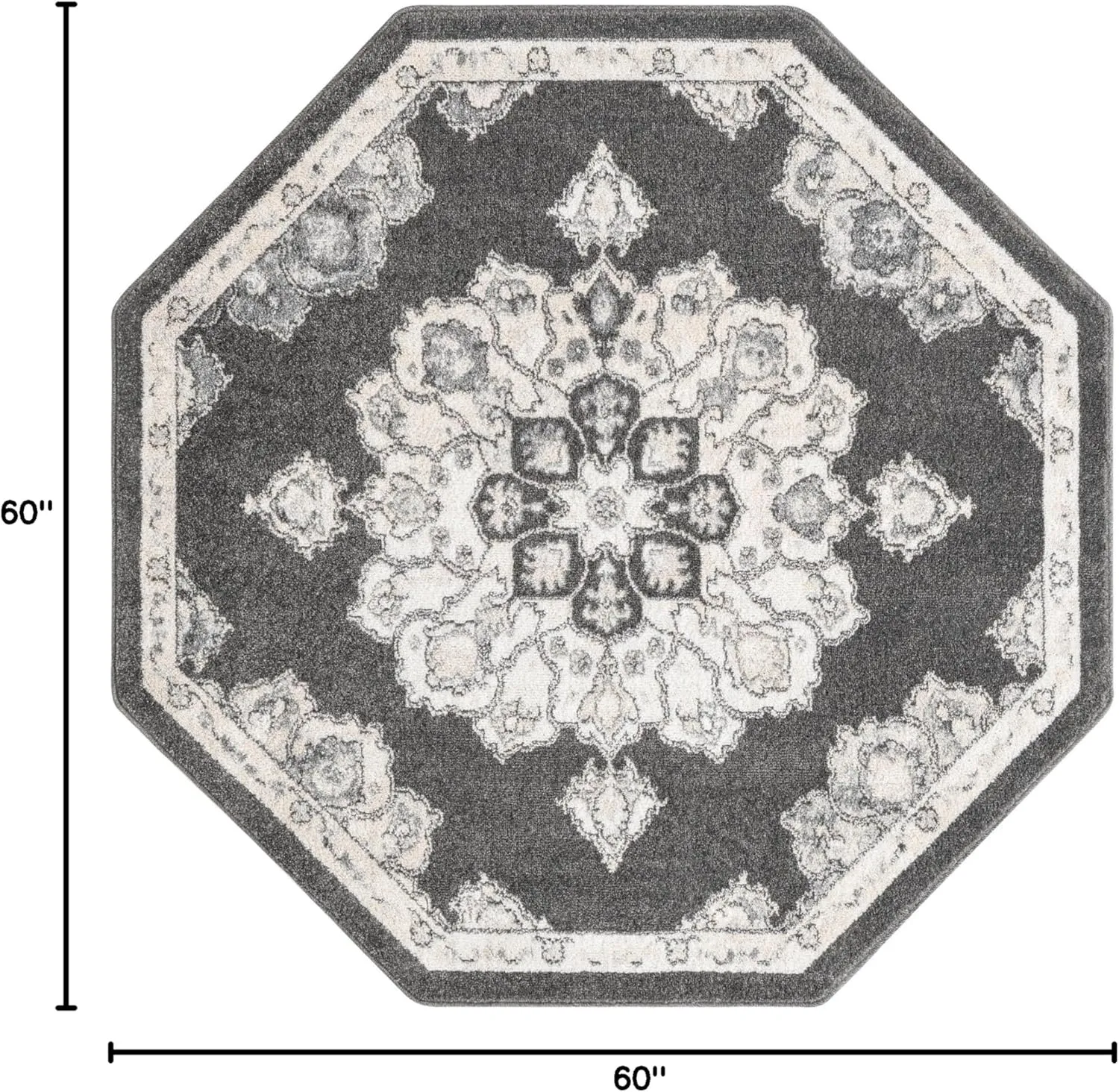 Unique Loom Parker Collection Area Rug - Kokulu (5' Octagon, Charcoal/ Gray)