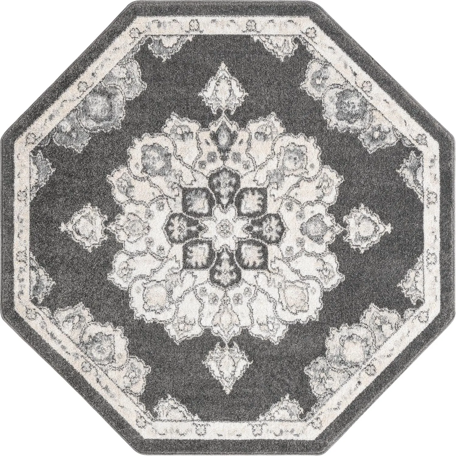 Unique Loom Parker Collection Area Rug - Kokulu (5' Octagon, Charcoal/ Gray)