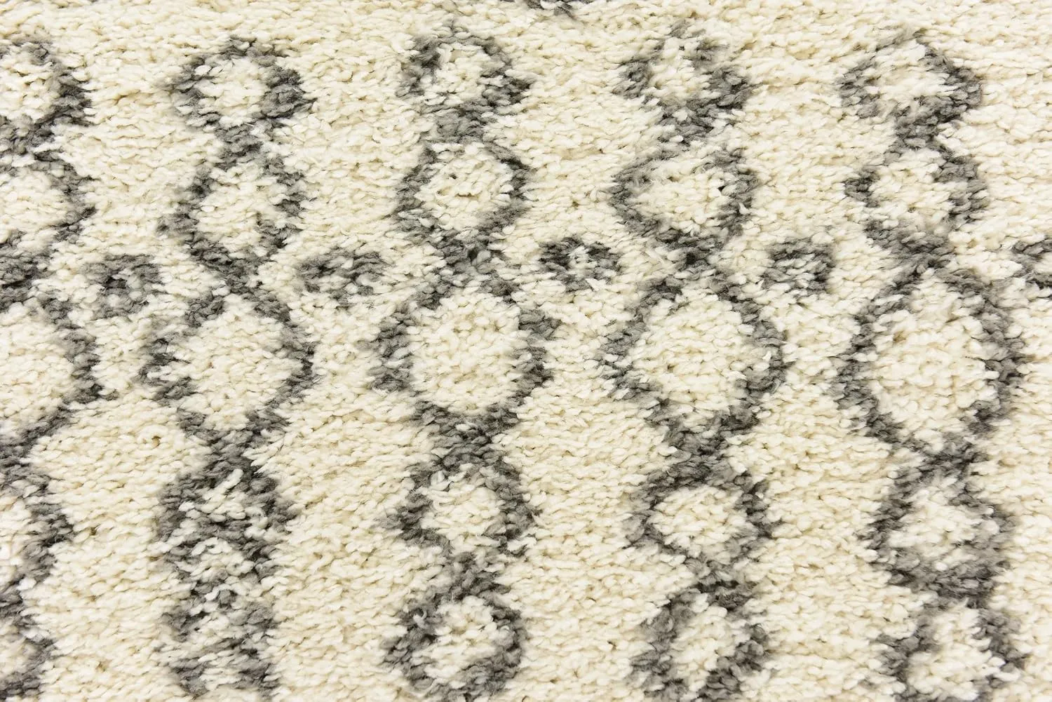 Unique Loom Rabat Shag Collection Area Rug - Geometric (2' 7" x 6' 1" Runner, Pure Ivory/ Gray)