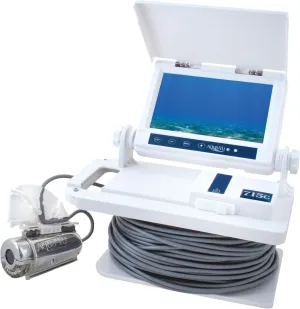 Upgraded Aqua-Vu AV 715C Underwater Fishing Camera – 7" Color Monitor, 75' Cable, White Monitor/Shuttle, Stainless Steel XD Camera, XD Trolling Fin, Sunshield – Ideal for Ice, Saltwater, Freshwater