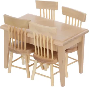 UPKOCH 1set Mini Dollhouse Furniture Set Oak Table and Chair Model Accessories for House Decor Realistic Miniature Props for Creating Cozy Atmosphere Dollhouses