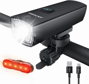 USB Rechargeable Bike Light Set, Super Bright Bike Lights Front and Back, Bike Headlight and Taillight for Night Riding, IPX6 Waterproof, 5 5 Light Modes