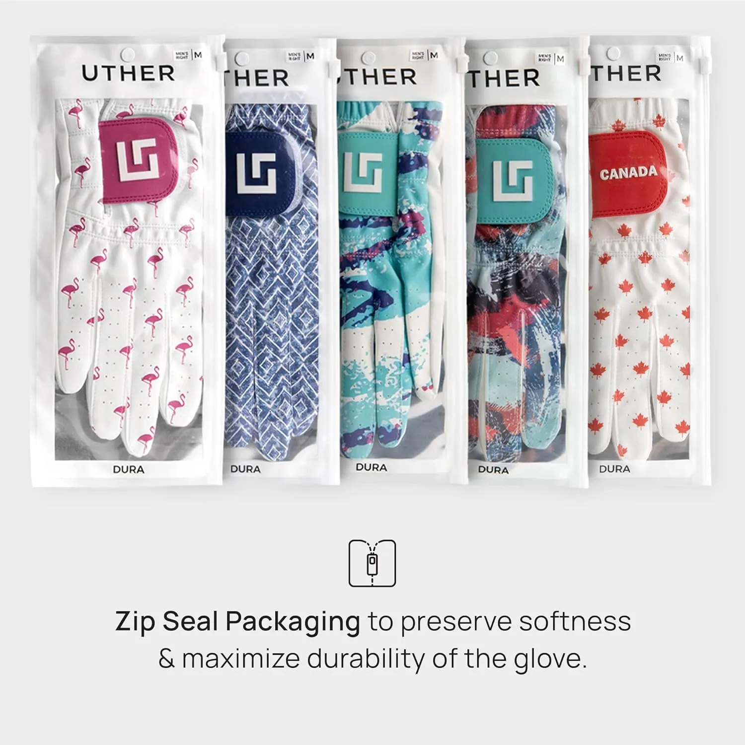 Uther Women’s Dura Golf Glove – Durable, Comfortable, Tailored Fit with Zip Pouch