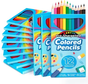 V-Opitos 168 Count Kids Colored Pencils, 14 Pack Bulk Pre-sharpened Coloring Pencils in 12 Colors, School Supplies for Teachers, Ideal Back to School Supplies & Classroom Prizes, Kids Party Favor
