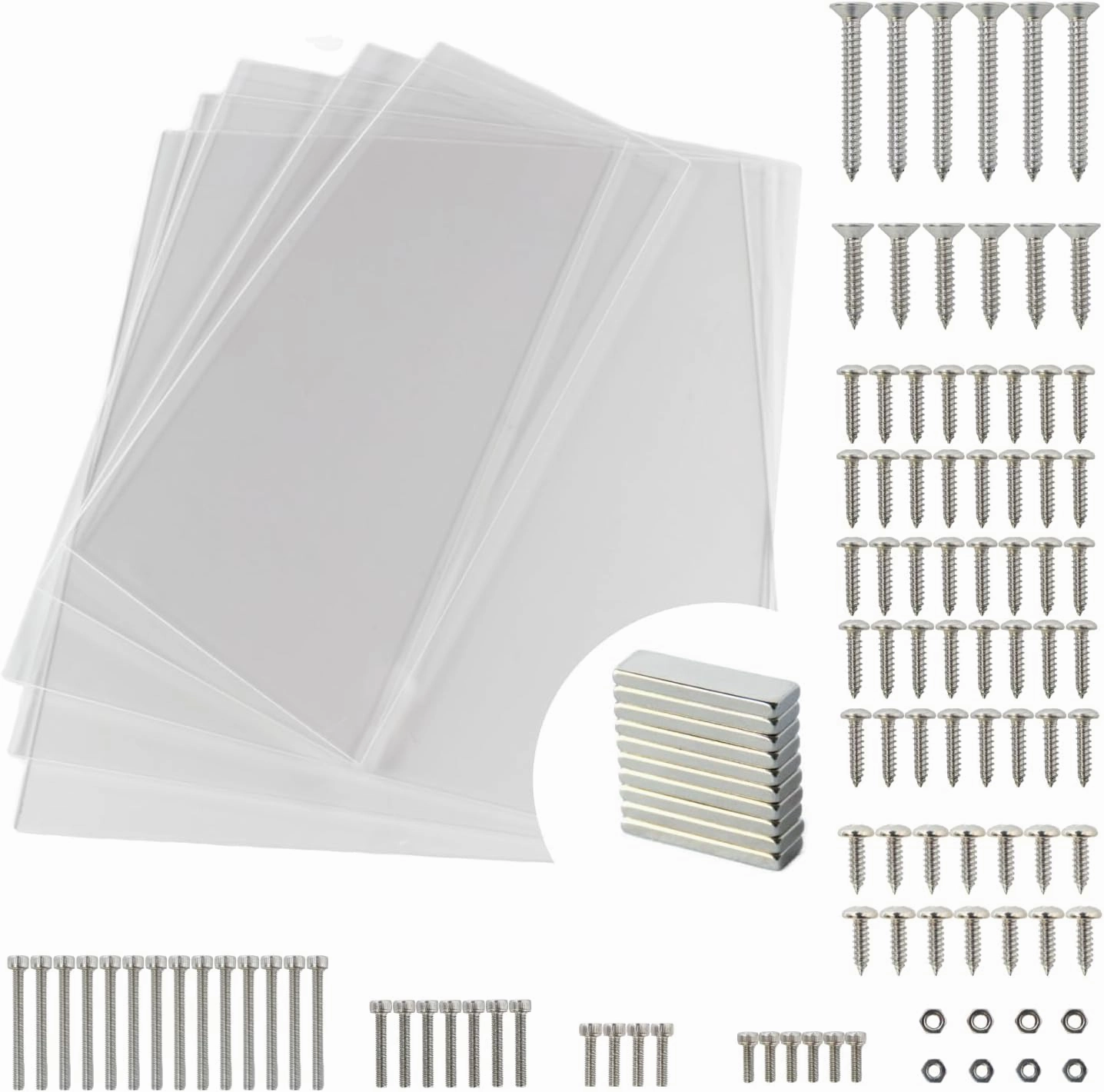 V1 Plexiglass Kit for Prusa Compatible with IKEA Lack V1 3D Printer Enclosure | 3mm 5-Pack Acrylic | Includes Fasteners & Magnets (20x6x2mm) | x3 440x440mm (17.3”x17.3”) & x2 220x440mm (8.65" x17.3”)