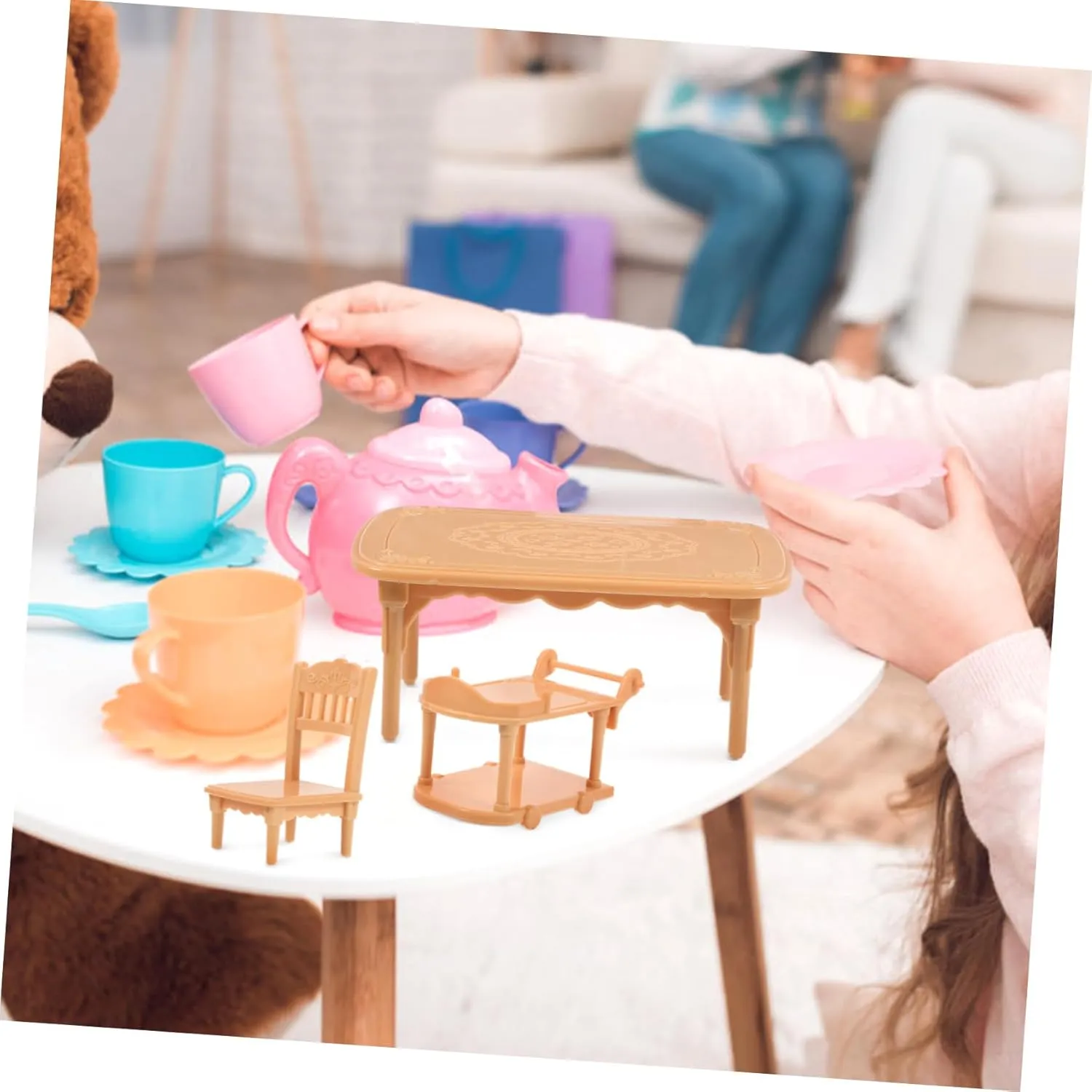VANZACK 3 Sets Modern Dollhouse Miniature Dining Table Chair Set Realistic Miniature Furniture for Dollhouses 1:12 Scale Chairs