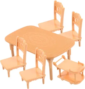 VANZACK 3 Sets Modern Dollhouse Miniature Dining Table Chair Set Realistic Miniature Furniture for Dollhouses 1:12 Scale Chairs