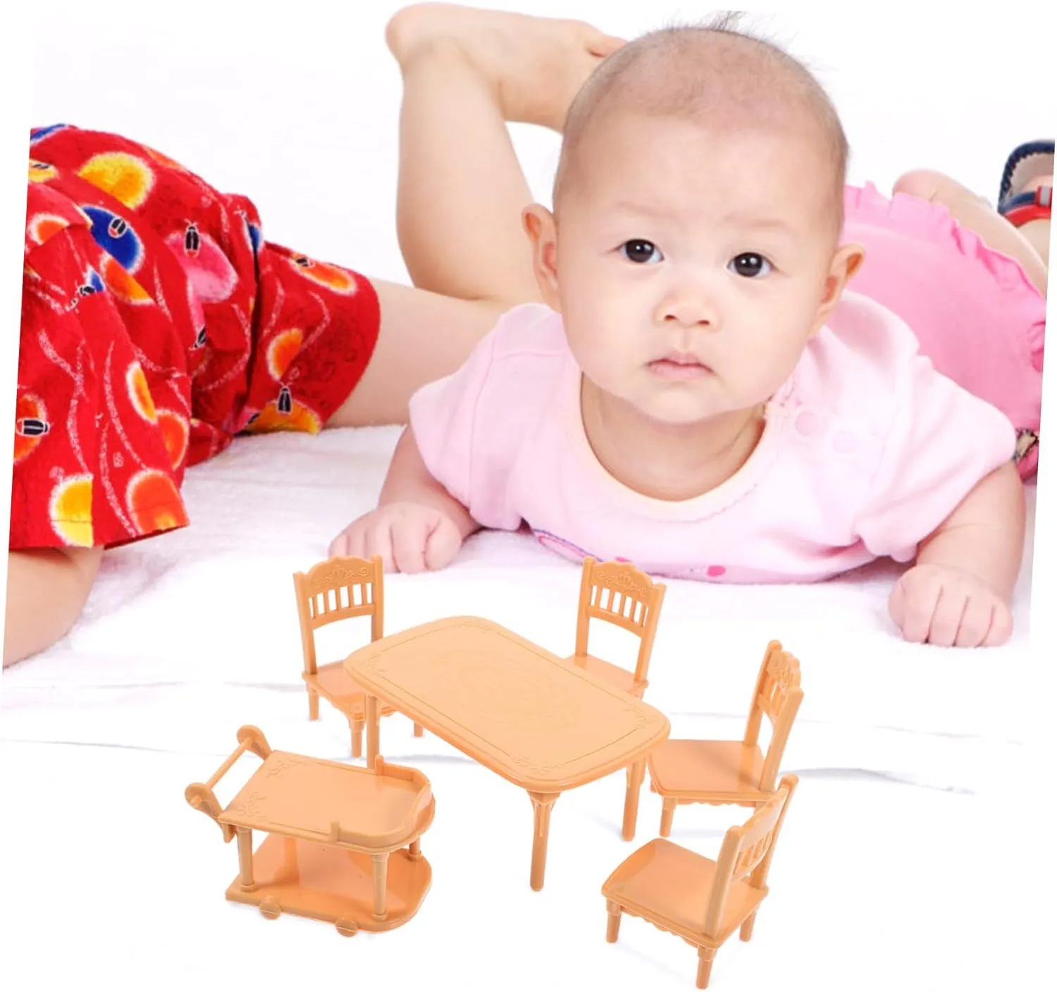 VANZACK 3 Sets Modern Dollhouse Miniature Dining Table Chair Set Realistic Miniature Furniture for Dollhouses 1:12 Scale Chairs