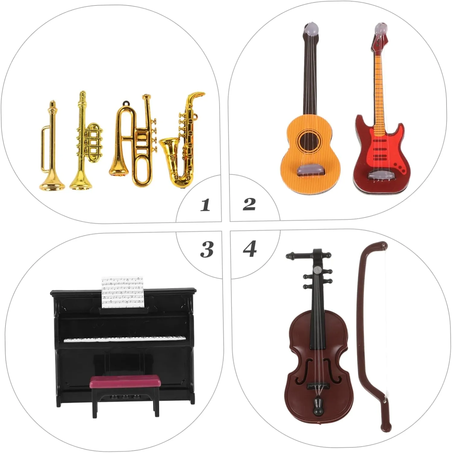 VANZACK 4 Sets Mini Instruments Bulk Mini Decor Lovely Miniature Toy Landscaping House Decor